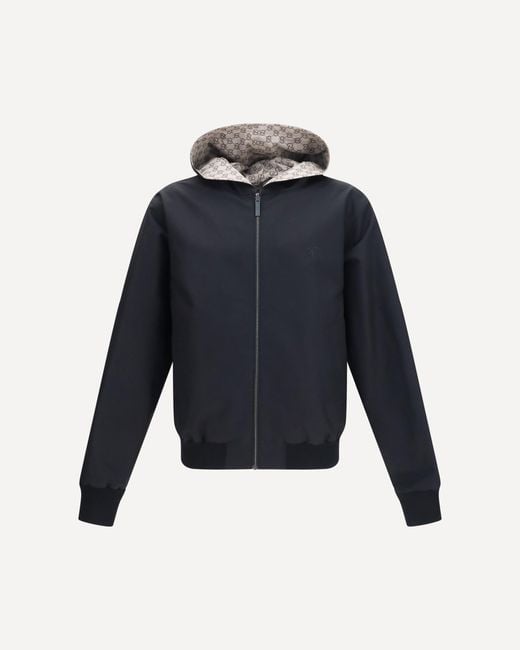 Gucci Blue Jacket Reversible Zip Cotton for men