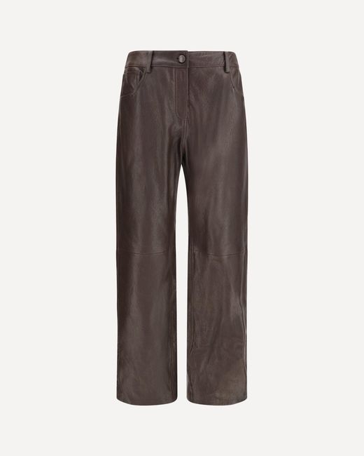 Magda Butrym Brown Straight-Leg Leather Pants