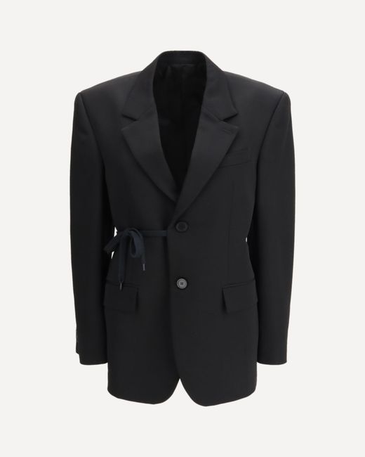 Balenciaga Black Barathea Wool Tailored Jacket