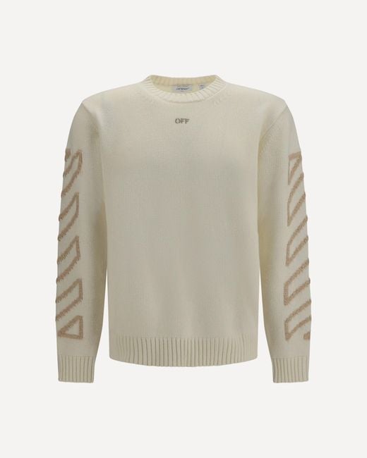 Off-White c/o Virgil Abloh Natural Arrow Fuzzy Crewneck Sweater for men