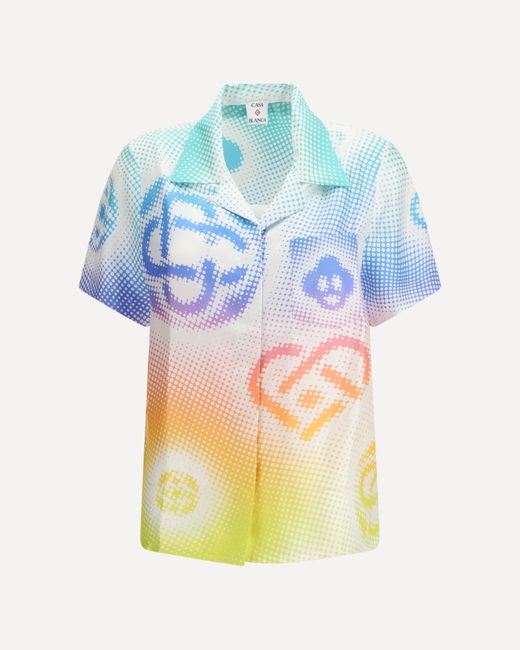 Casablanca Blue Halftone Logo Short-Sleeve Shirt