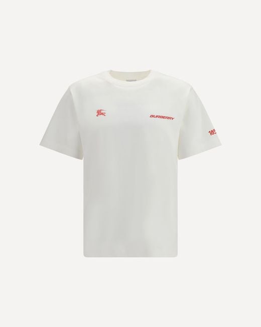 Burberry White Cotton Map T-Shirt for men