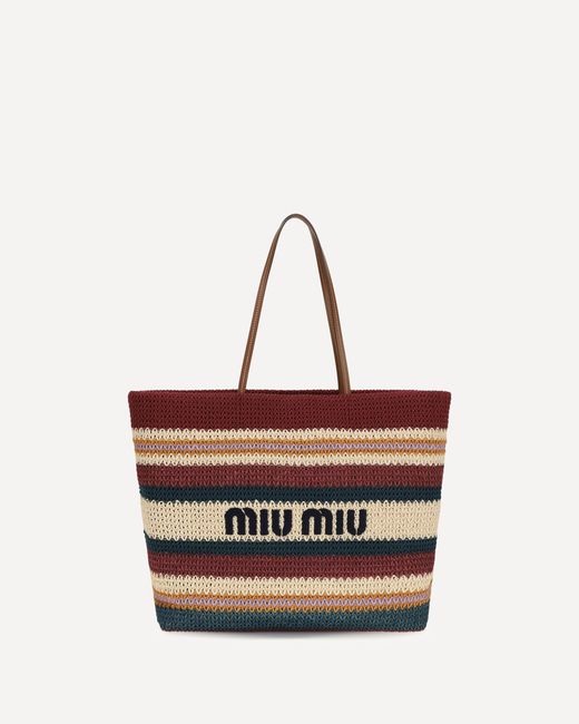Miu Miu White Raffia Tote Bag