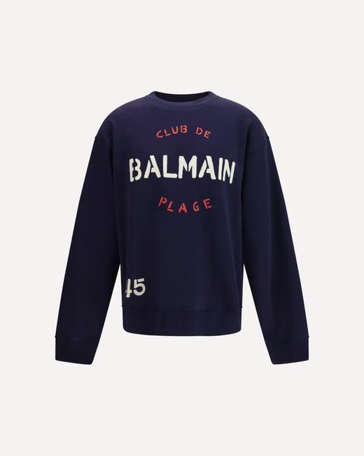 Balmain Blue Club Print Sweatshirt for men