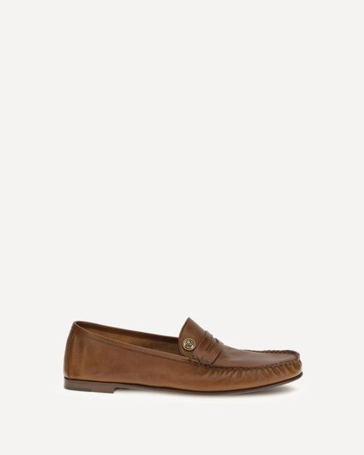 Versace White Leather Loafers for men