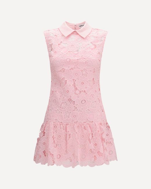 Self-Portrait Pink Guipure Mini Dress