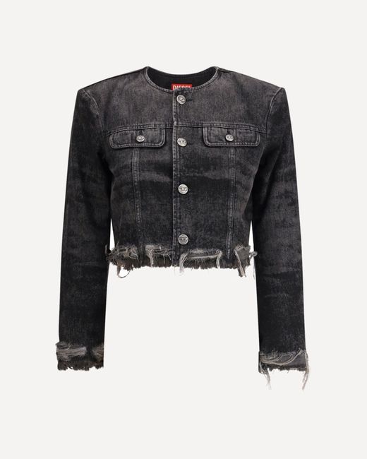 DIESEL Black Laser-Engraved Cotton-Hemp Denim Jacket