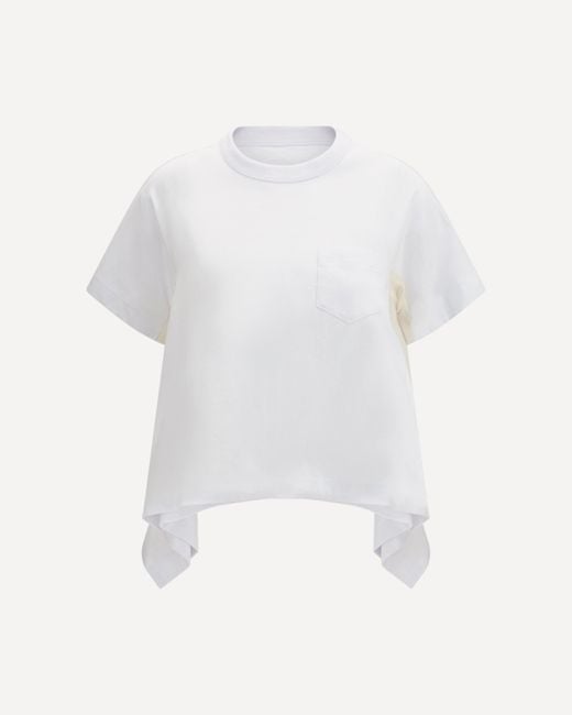 Sacai White Pocket And Draped T-Shirt
