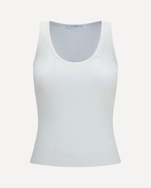 Max Mara White Ribbed Jersey Tank Top