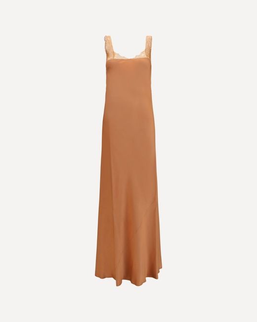 Forte_forte White Forte_Forte Satin Maxi Dress With Lace Trims