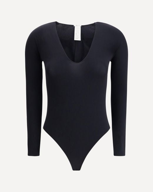 Wolford Blue V-Neck Bodysuit