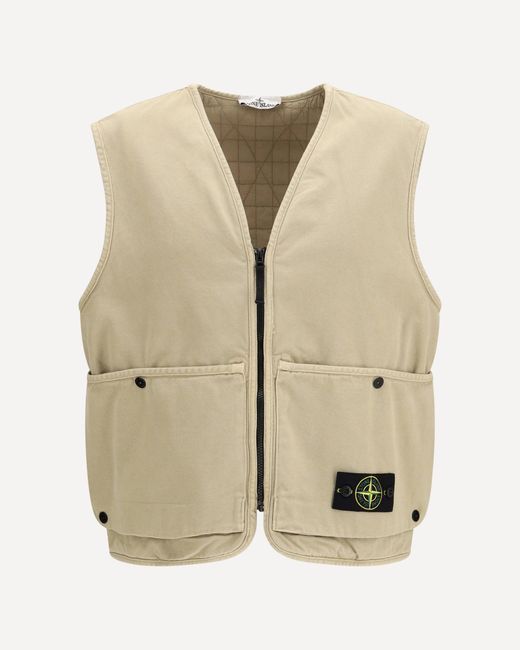 Stone Island Natural Oversized Quilted Vest for men