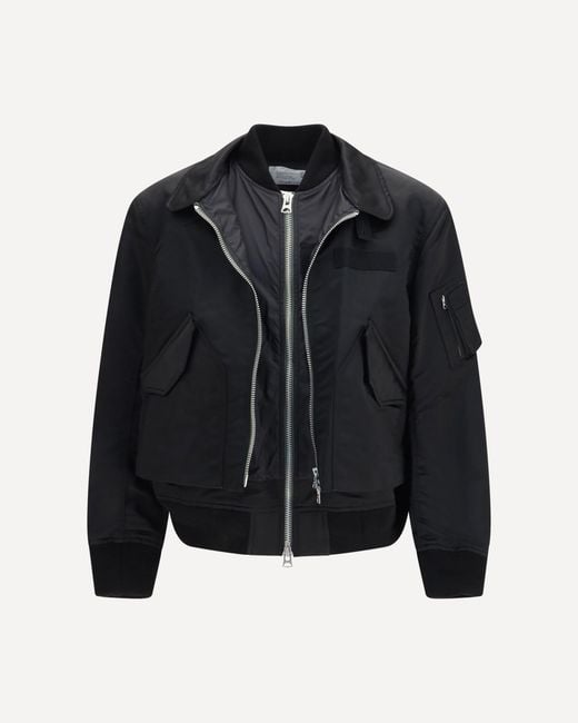 Sacai Black Cotton Bomber for men