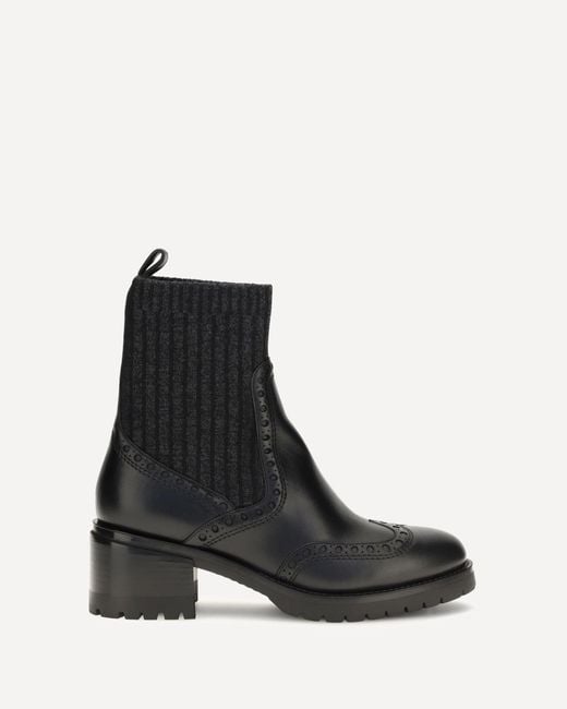 Santoni Black Ferret Leather Boots