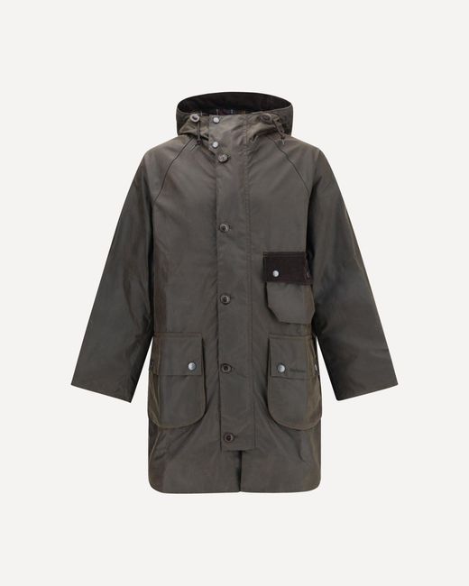 Barbour Gray Solway Trench Waxed Coat for men