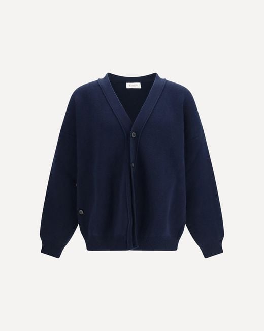 Laneus Blue Wool Cardigan for men