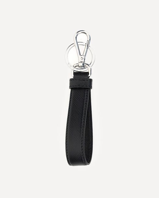 Prada White Leather Keychain for men