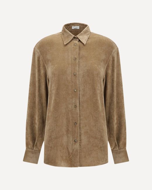 Brunello Cucinelli Natural Snap-Button Shirt