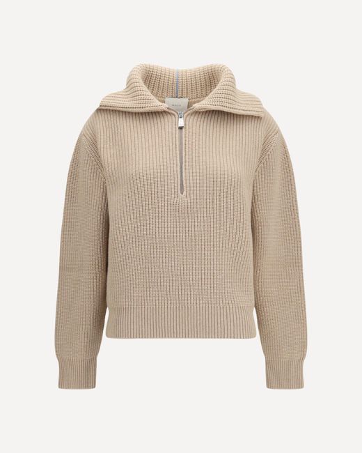 Malo Natural Cashmere High-Neck Zip Sweater