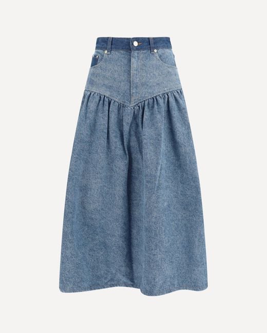 Ganni Blue Stretch Denim Skirt