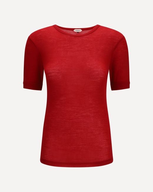 Versace Red Ribbed Knit T-Shirt