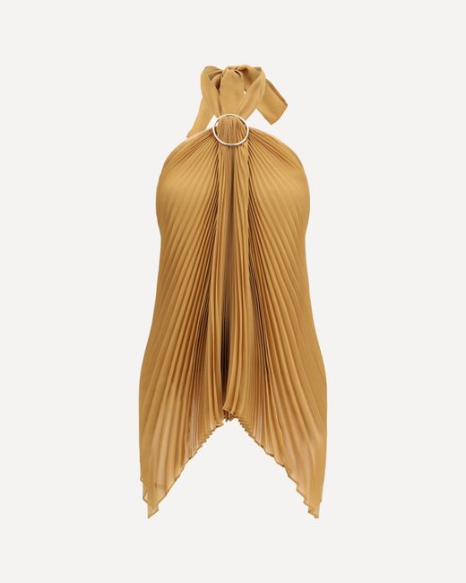 Max Mara Natural Plissé Chiffon Top