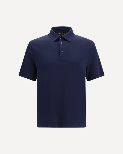 Loro Piana Blue Tremezzo Cotton Polo for men