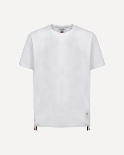 Thom Browne White Short Sleeve Cotton T-Shirt for men