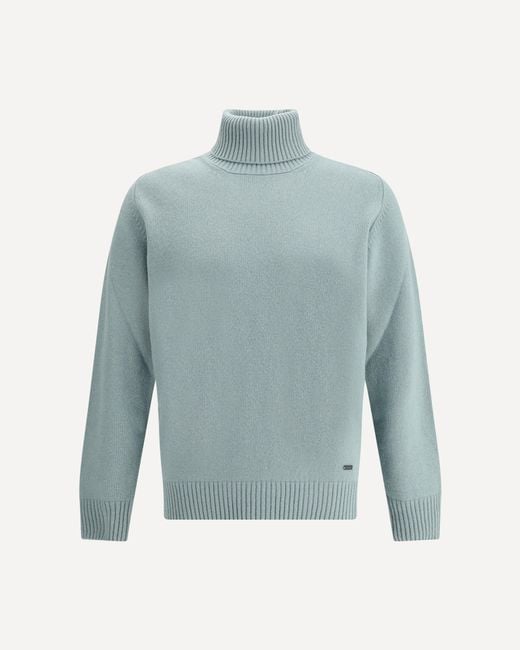 Brooksfield Blue Virgin Wool Turtleneck Sweater for men