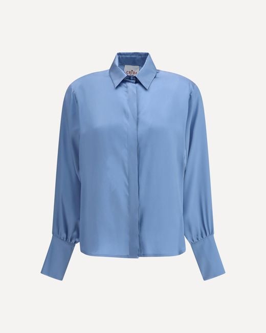 Crida Milano Blue Feltre Silk Shirt