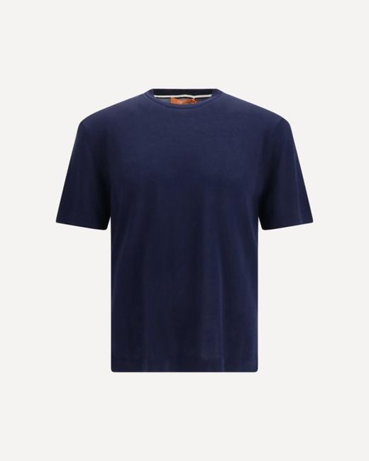 Cruna Blue Cotton Knitted T-Shirt for men