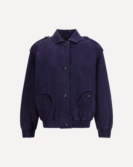 Blazé Milano Blue Viva Charlie Suede Bomber Jacket