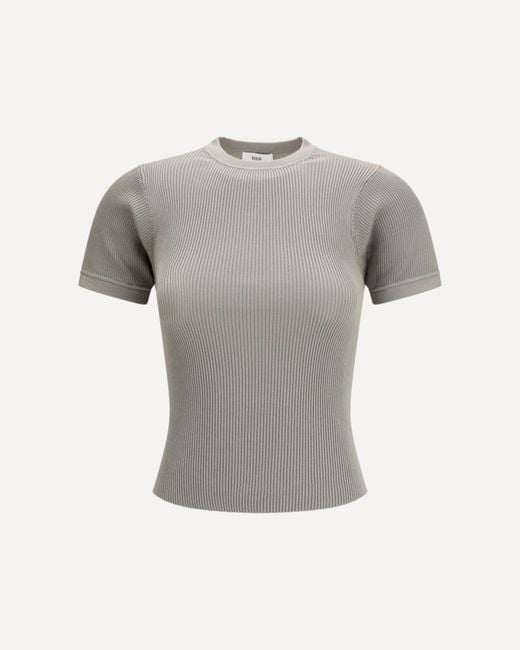 Rier Gray Short-Sleeve Ribbed T-Shirt