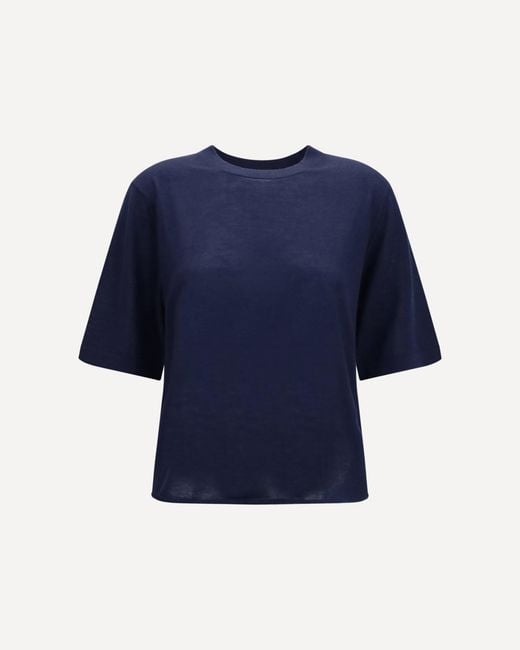 Loulou de Saison Blue Nala Fine-Knit Cashmere T-Shirt