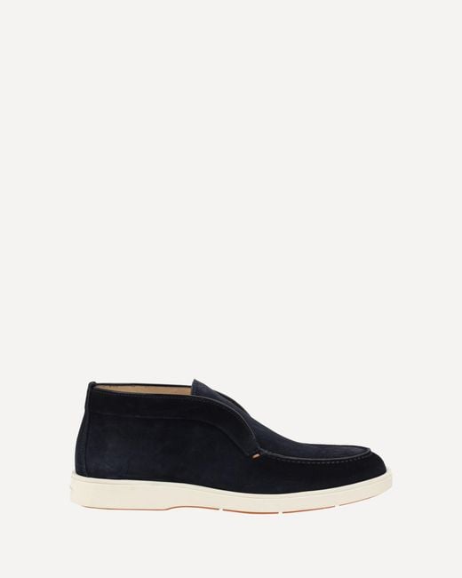 Santoni Blue Desert Suede Ankle Boots for men