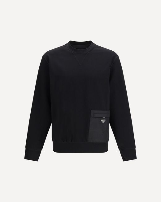 Prada Blue Stretch Jersey Sweatshirt for men