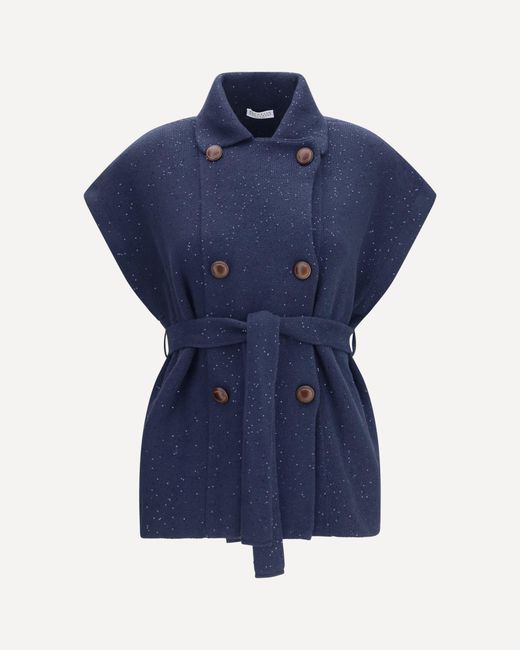 Brunello Cucinelli Blue Vest Double-Breasted Sequin