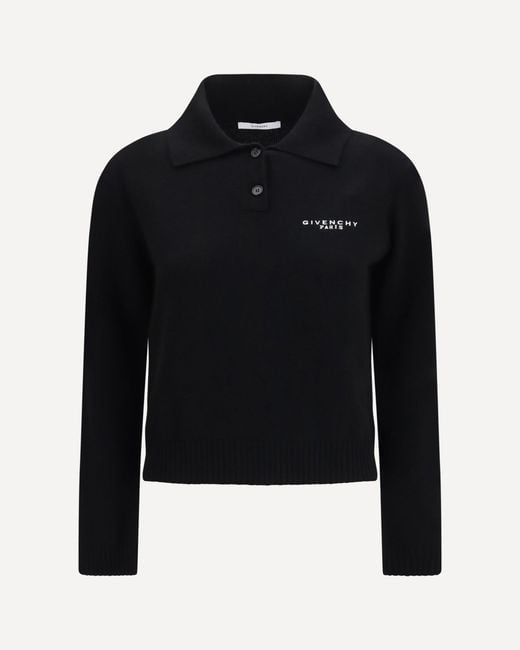 Givenchy Blue Wool And Cashmere Polo Sweater
