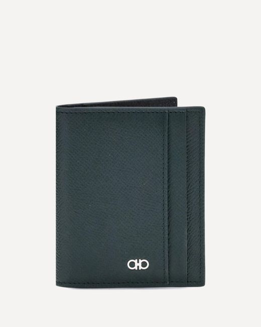Ferragamo Green Leather Card Holder for men