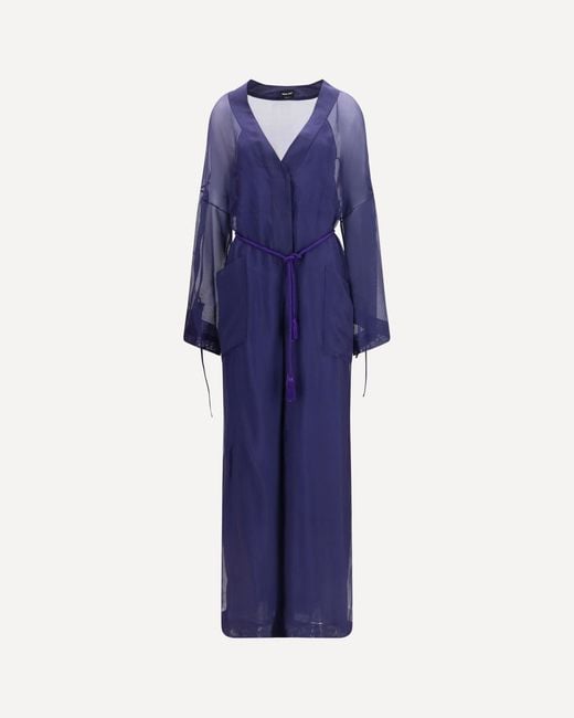 Giorgio Armani Blue Viscose And Silk Gauze Jumpsuit