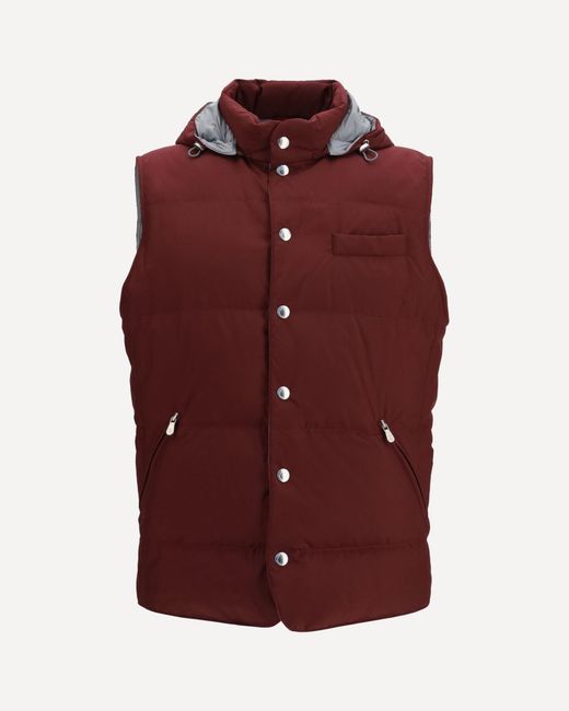 Brunello Cucinelli Purple Sleeveless Hooded Gilet for men