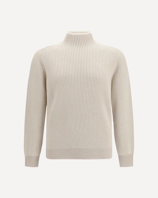 Brunello Cucinelli White Sweater Cashmere Turtleneck for men