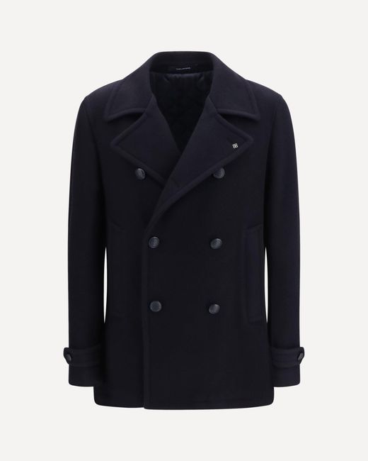 Tagliatore Blue Wool Caban Coat for men