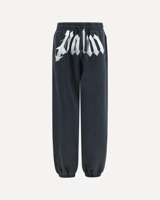 Palm Angels Blue Sweatpants With Drawstring And Logo for men