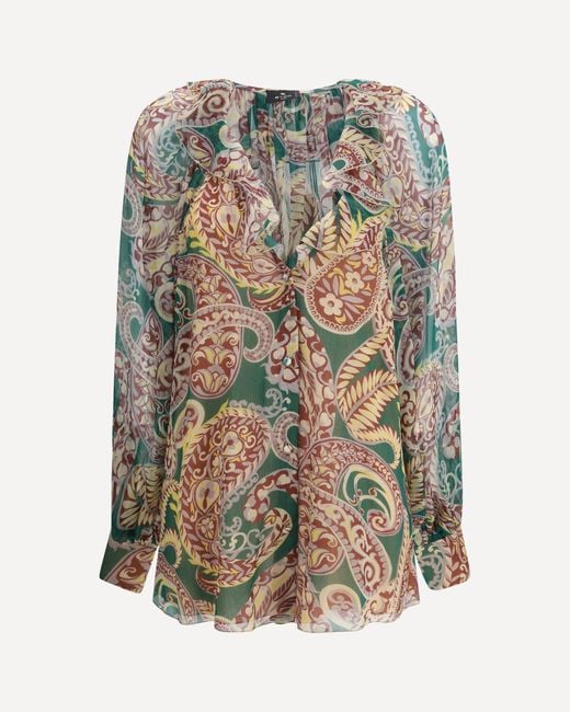 Etro Multicolor Silk Crepon Shirt