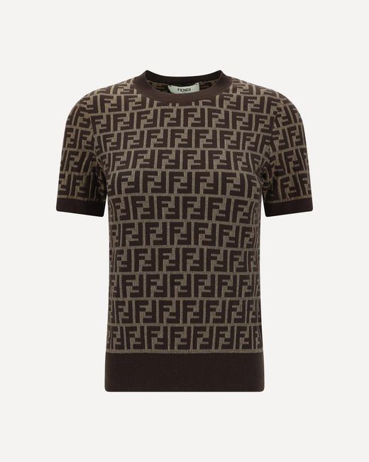 Fendi Black Ff Pattern T-Shirt