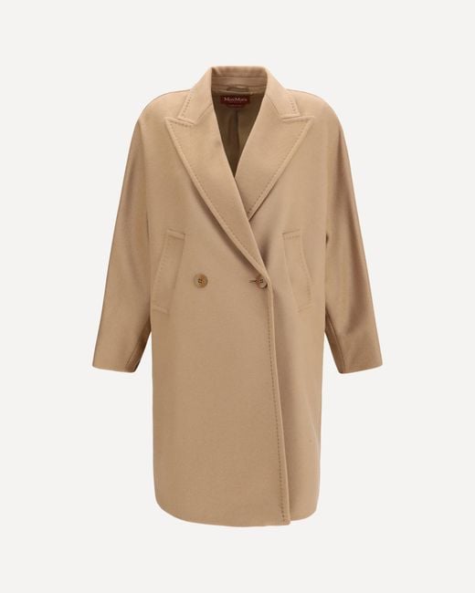 Max Mara Natural Double Breasted Wool Drap Coat