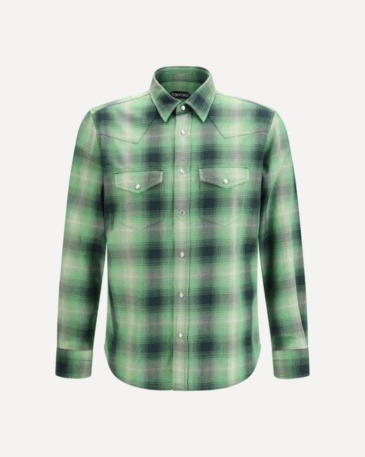 Tom Ford Green Check Shirt for men