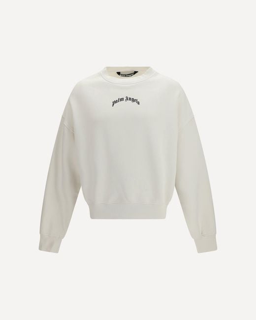 Palm Angels White Back Curved Logo Sweatshirt for men