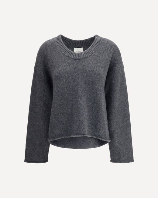 Loulou de Saison Gray Derry Plunging U Neck Sweater